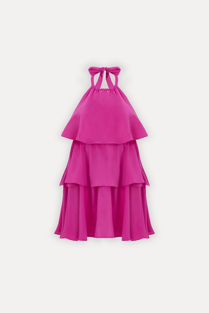 Fuchsia Ruffle Detail Mini Dress