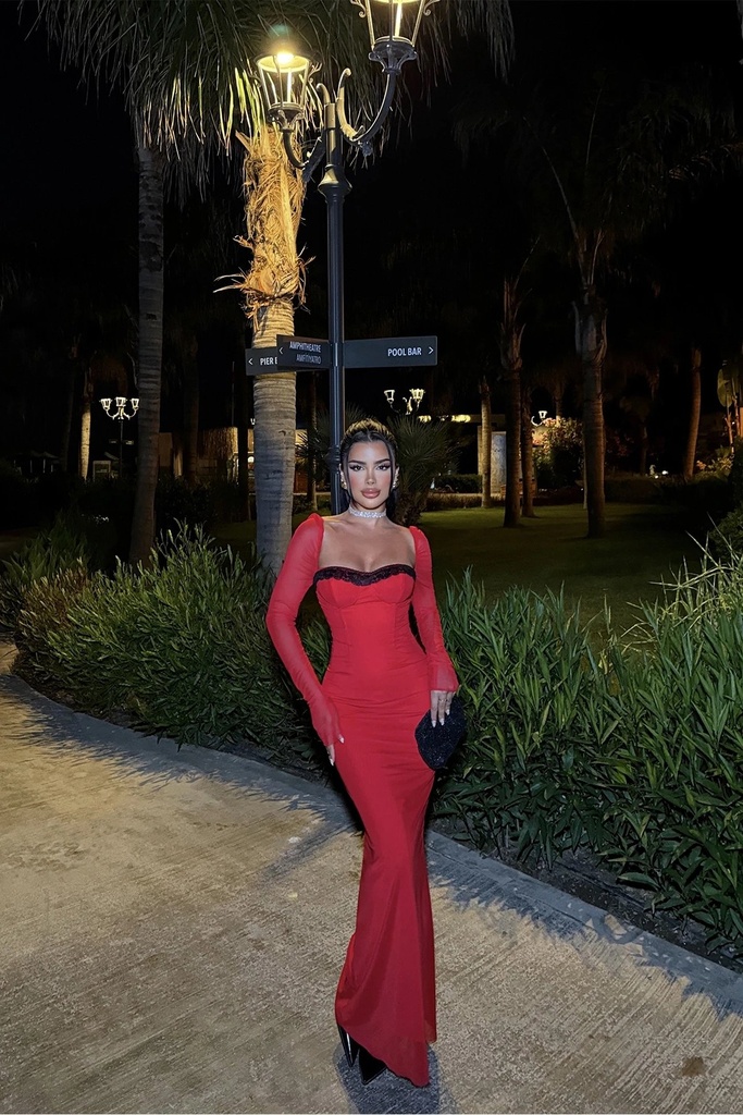 Red Swirl Lace Dress