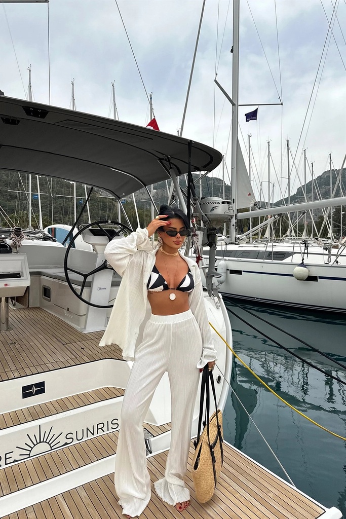 Shirt Suit with White Trousers