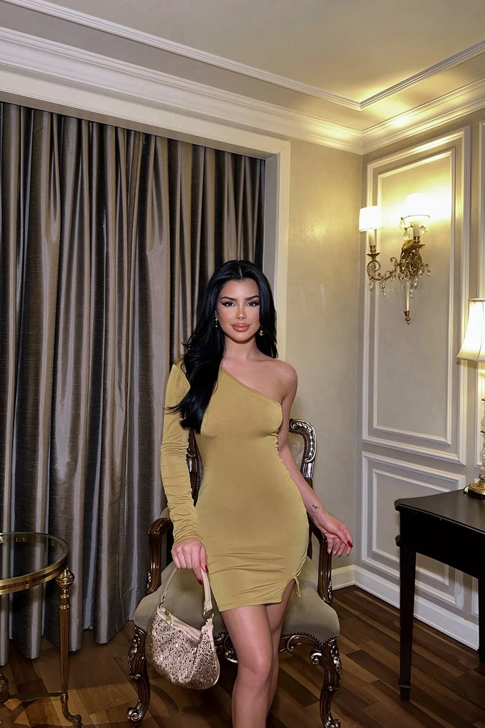 Yellow One Sleeve Mini Dress