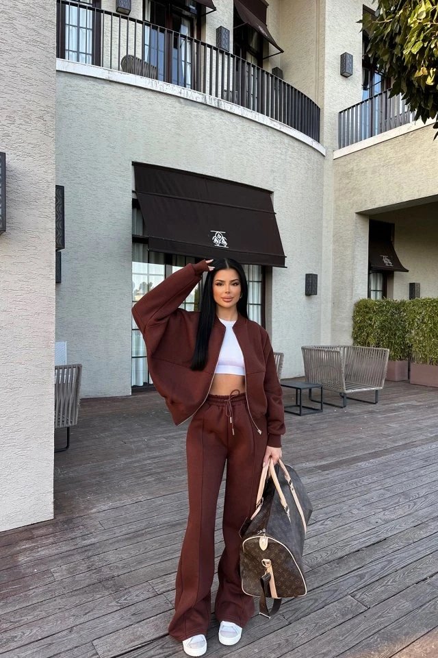 Bitter Brown Zipper Detail Suit