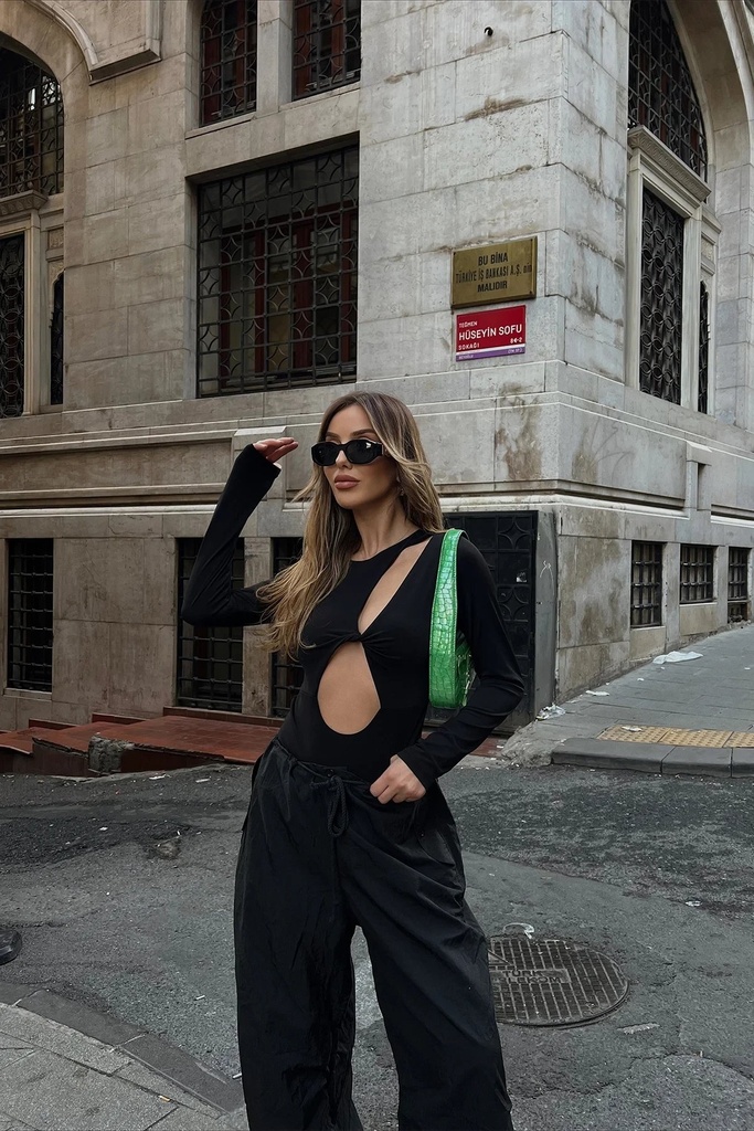 Black Window Detail Bodysuit