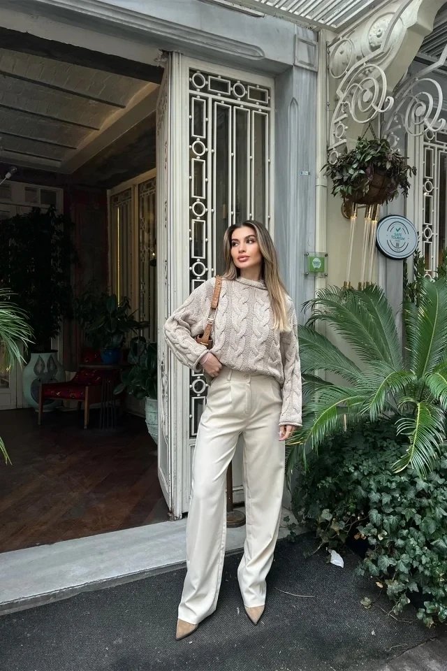 Cream Palazzo Trousers