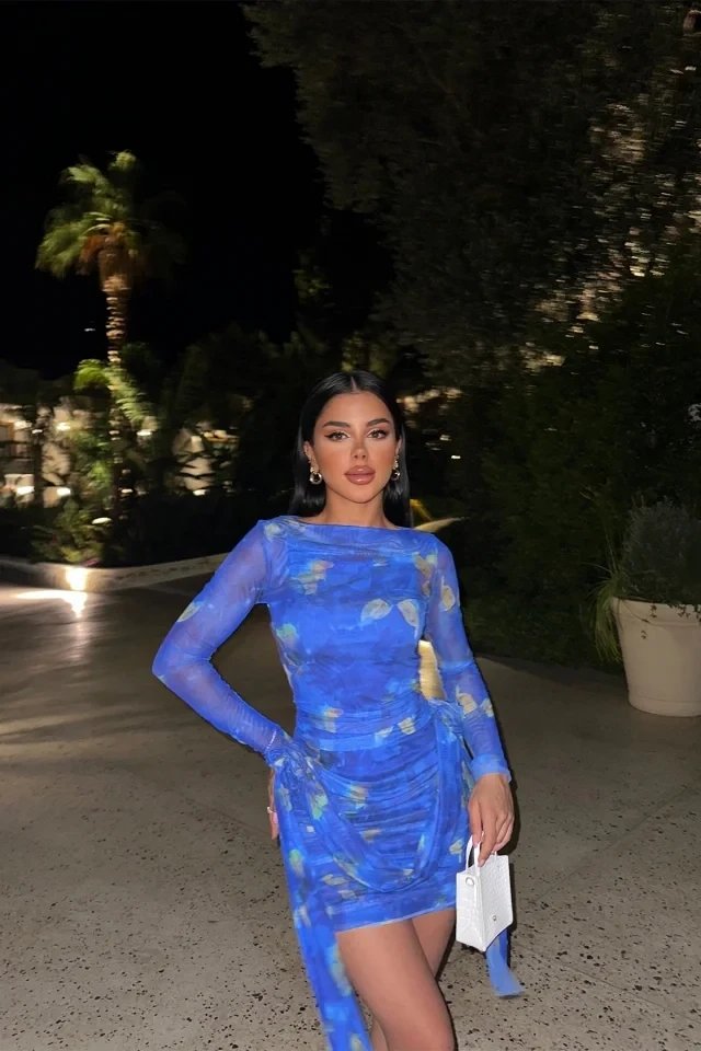 Blue Design Tulle Dress