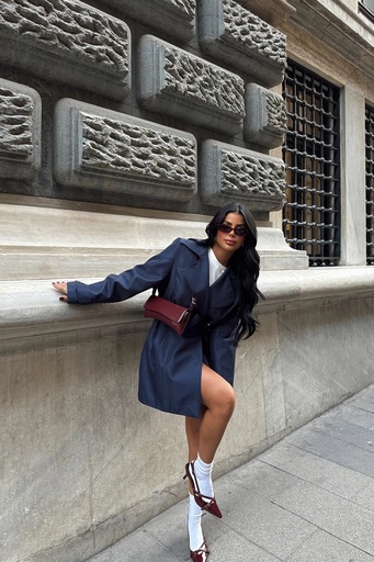 [ATE-1569-SML222] Navy Blue Osanna Trench Coat