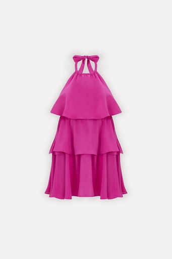 [ATE-1584-SML222] Fuchsia Ruffle Detail Mini Dress