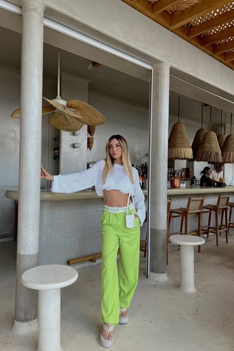 [ATE1617-XSSML1221] Green Palazzo Pants