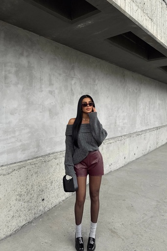 [ATE-1838-XSSM222] Claret Red Zipper Detail Shorts