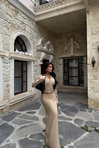 [ATE-1716-SML222] Beige Skirt Suit