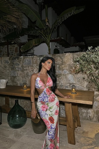 [ATE-1182-SML222] Floral Sequin Dress