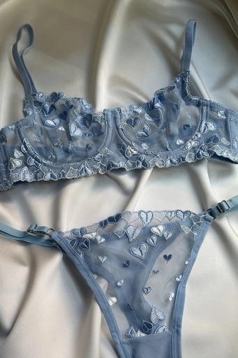 [ATE-1672-] Blue Floral Detailed Underwear