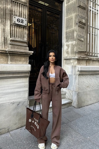 [ATE-0615-SML222] Brown Zipper Detail Suit