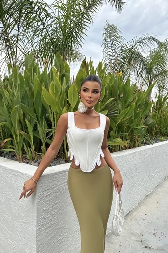 [ATE8605-SML222] White Strappy Crop Top