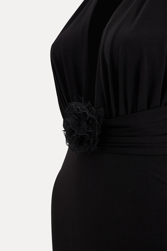 [ATE-1829-SML222] Black Rose Detail Dress