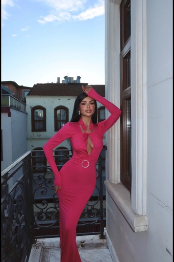 [ATE-2302-XSSML1221] Fuchsia Hattie Long Dress