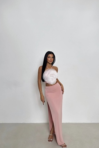 [ATE-1481-SML222] Powder Rose Detailed Skirt Suit