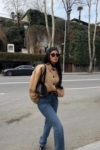 [ATE-1997-XSSML1221] Tan Button Front Jacket